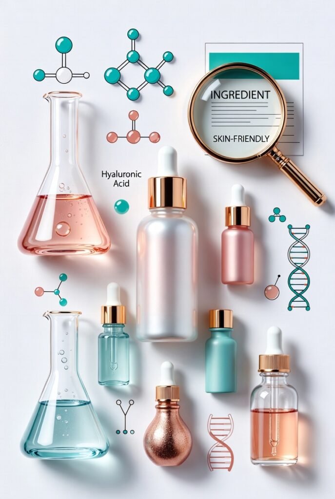 رسم توضيحي يشرح كيفية ترتيب المكونات على عبوات التجميل - محيط الصحة